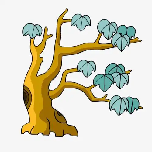 纯原创手绘树插画大树小树春天绿色