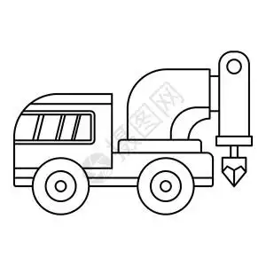 扛着锄头大纲样式中的钻井机图标孤立矢量说明钻井机图标大纲插画