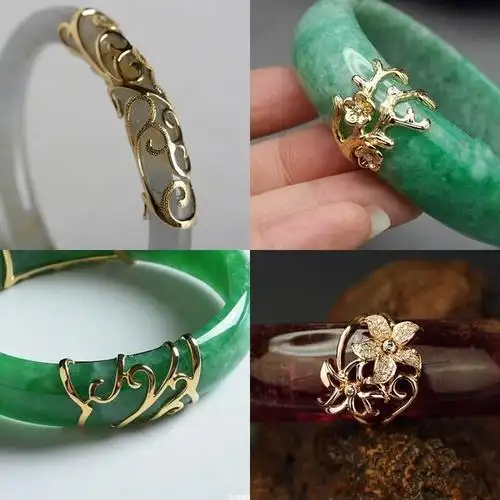 断玉手镯镶嵌翡翠镶金银玉裂痕断裂连接包金包银玉器维修修复修补淘宝