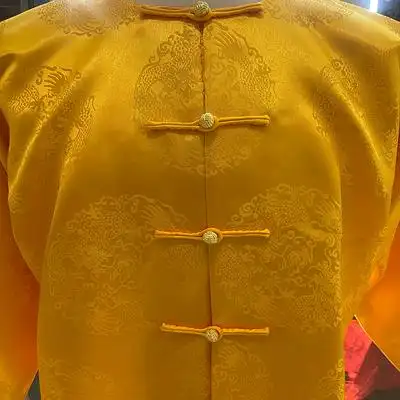 男士夏皇帝皇帝黄马褂马褂便服清朝阿哥上衣织锦缎圆领手工直角中式