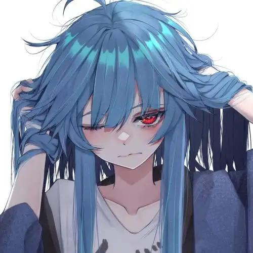 漫头女蓝发 东方project (蓝瞳是紫菀,红瞳是比那名居天子) 画师:つね