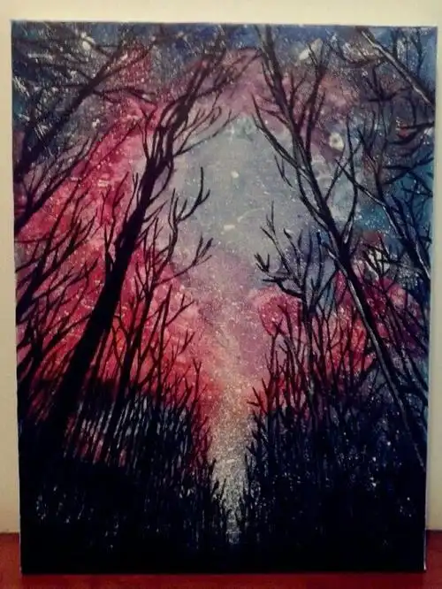 小清新,夜色,星空,水粉,色彩