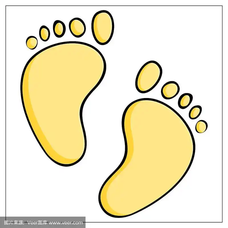 黄色的脚印剪影.人类的足迹.足迹剪贴画.