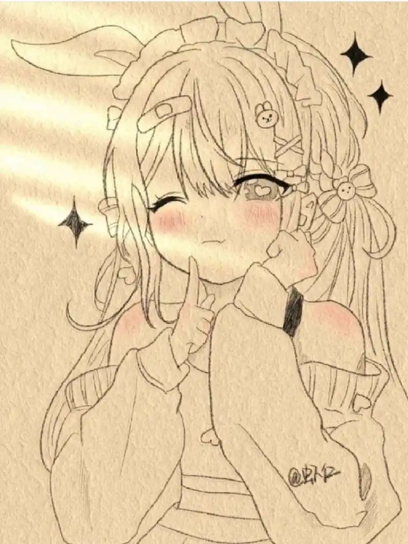 可爱的小兔子女孩 这就是我表姐画的,丑不丑?