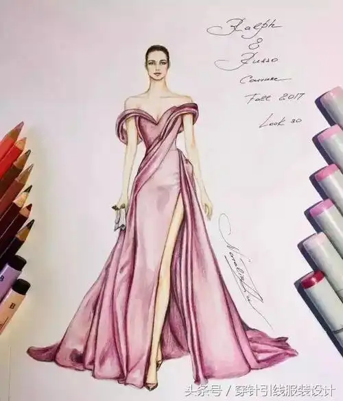 时装手绘|婚纱礼服手绘图稿大全,款款都是精品!