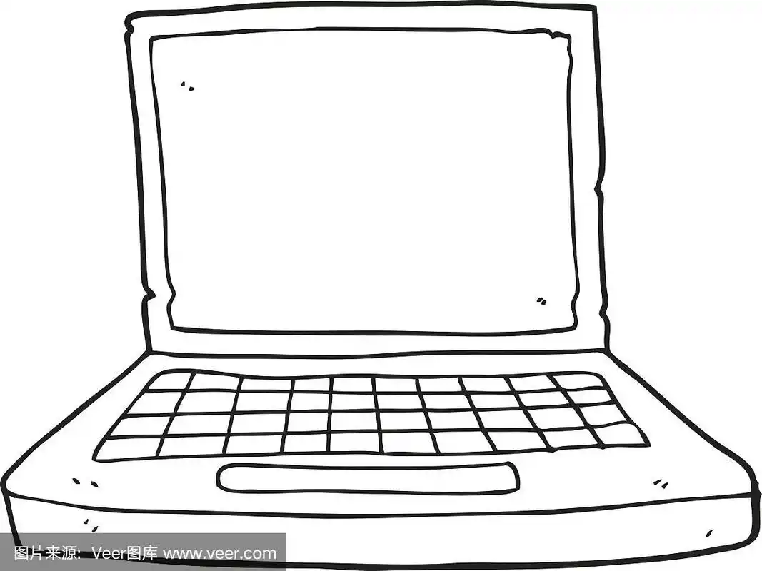 黑白卡通笔记本电脑