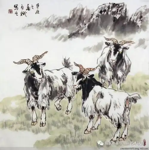中国画家陈立斌画羊国画作品欣赏【一】