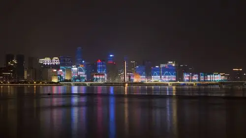 钱塘江夜景两岸滨江区段,上城区段灯光秀,开放时间为:每周二,五,六晚
