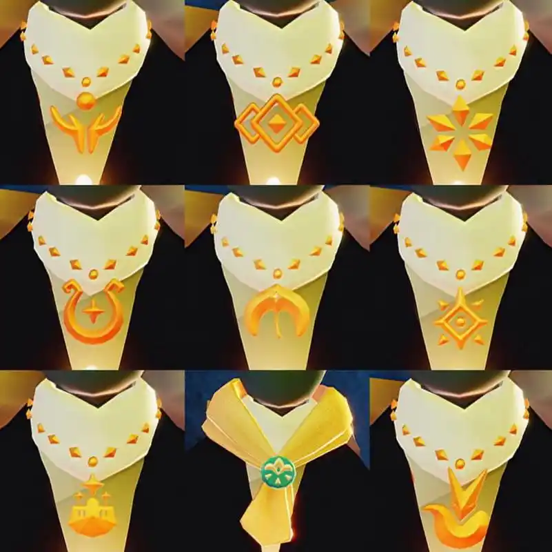 光遇|季节项链(围巾01)们 哪个最好康78 从左到右: 第一行:追光季