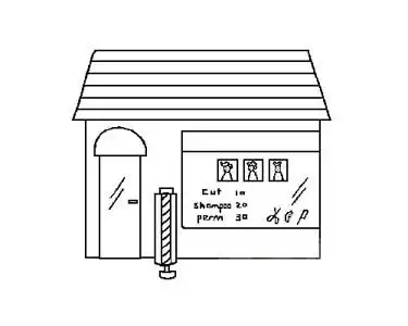 幼儿建筑简笔画理发屋