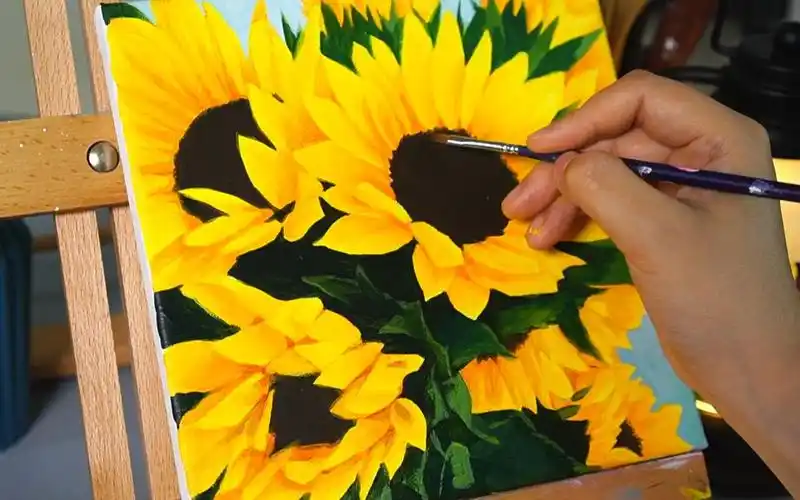 【丙烯画】【绘画教程】【中字】向日葵-sunflowers painting in