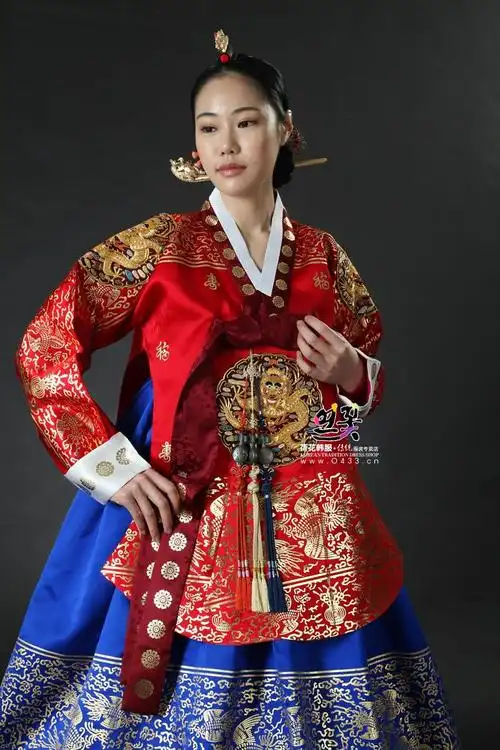 韩服韩国进口洋缎子唐新娘烫金古代宫廷ht01209民族服装