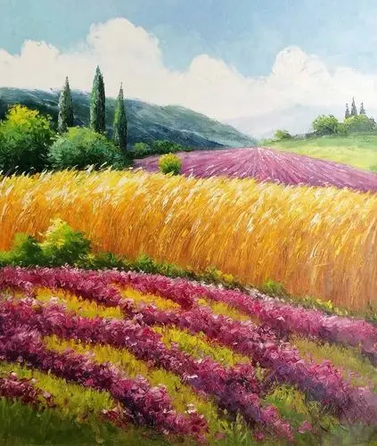 王洁《麦田003》油画