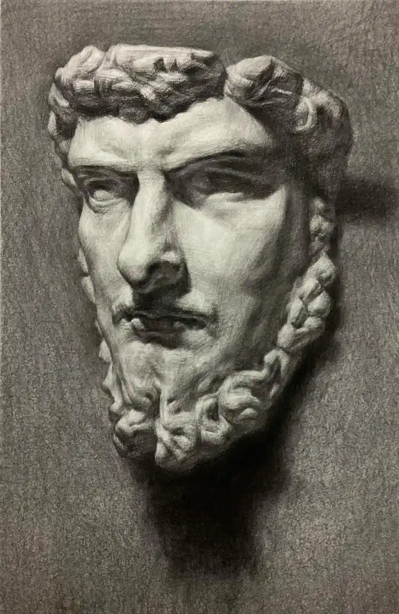 石膏像 #人物肖像 #素描 亚历山大素描石膏像步骤 - 抖音