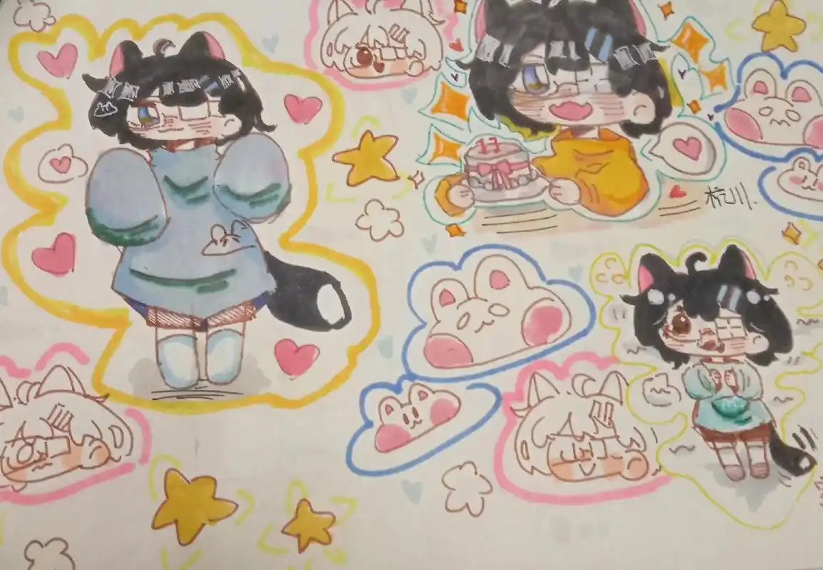 手绘 #生日贺图 #初音 #自设 给自己的生日贺图 画着玩 - 抖音