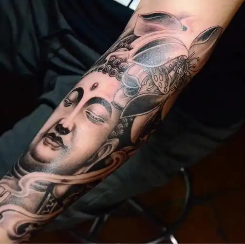 手臂佛像_纹身图案手稿图片_广州墨客tattoo的纹身作品集