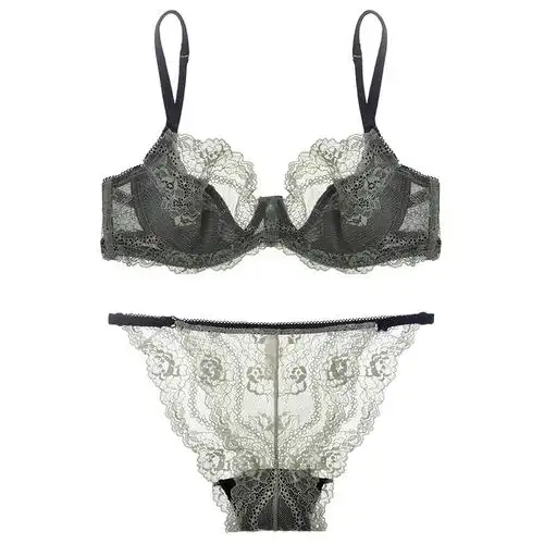 性感蕾丝甜美少女内衣套装款极度诱惑透视文胸侧收聚拢胸罩女
