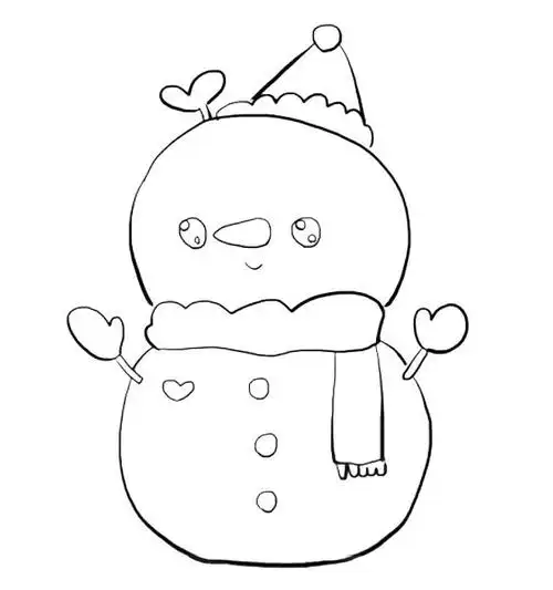 可爱的圣诞雪人简笔画步骤图解教程