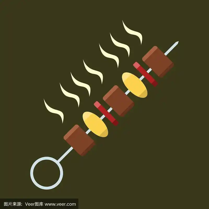 烧烤羊肉串.矢量图