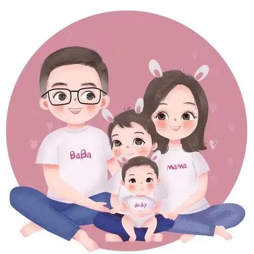 卡通头像:热爱生活,爱护家人,幸福总在不远处
