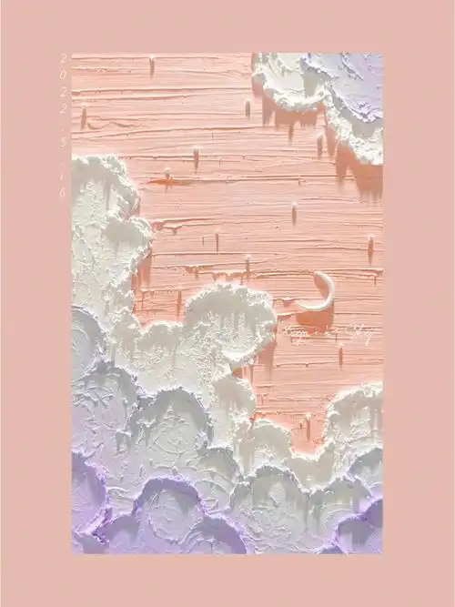 油画棒桃桃奶油软糖天空竖屏壁纸