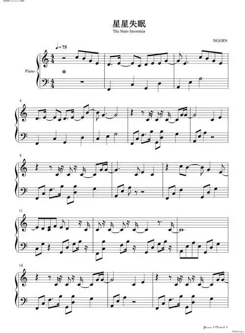 星星失眠 哈利halleeee 歌谱简谱网