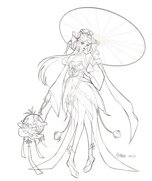 大乔白蛇皮肤立绘线稿