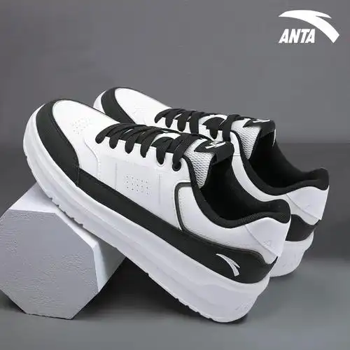 安踏男鞋轻便板鞋2024春季厚底小白鞋男款皮面防水纯白运动休闲鞋