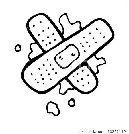 脸上有创可贴的卡通简笔画