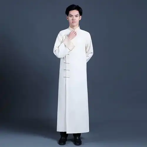 中式伴郎服装古风相声马褂男古装四面弹宽松民国立领长衫2020新款