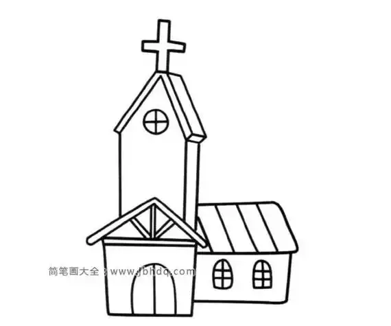 动漫中美丽的建筑简笔画素材