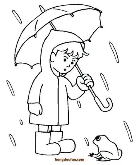 雨中打伞的小女孩简笔画画法图片教程简笔画|黑白|生活日常|微博雨梦