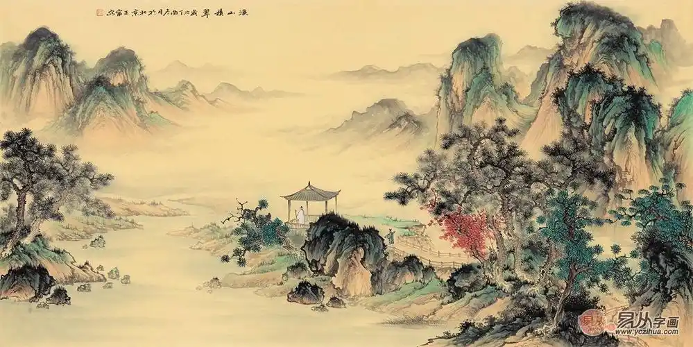 名家手绘装饰画盘点,超凡脱俗的手绘山水画作品欣赏