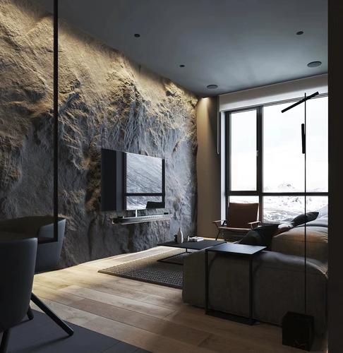 超大3米轻质pu仿石材 pu文化石皮背景墙 岩壁人造石大板 山岩石壁