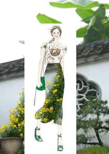 来自约旦的时尚插画师将设计手稿的布料部分裁掉,以城市景色填补镂空