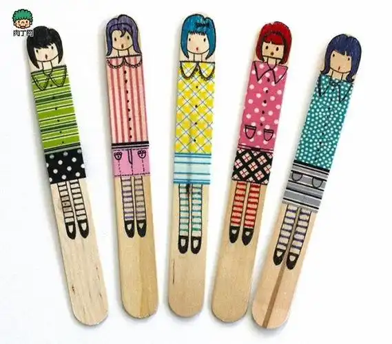 简易森女手绘作品 冰棒棍制作的小清新手绘书签