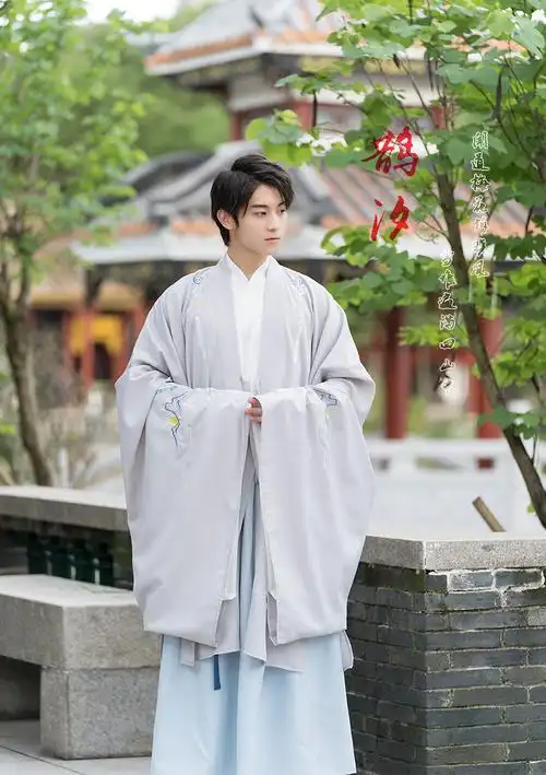 晋制汉服男中国风绣花大氅外套披风交领内搭一片式带孔齐腰襦裙