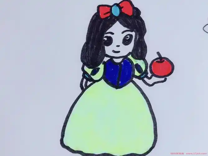 白雪公主简笔画彩色 白雪公主怎么画简单-卡通人物简笔画-欣欣简笔画