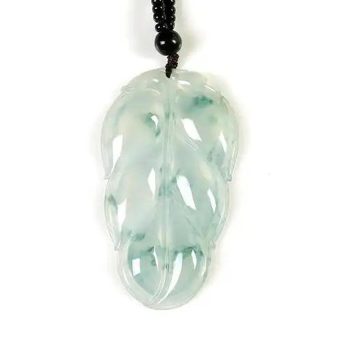 天然缅甸a货冰种翡翠叶子吊坠 14.75克