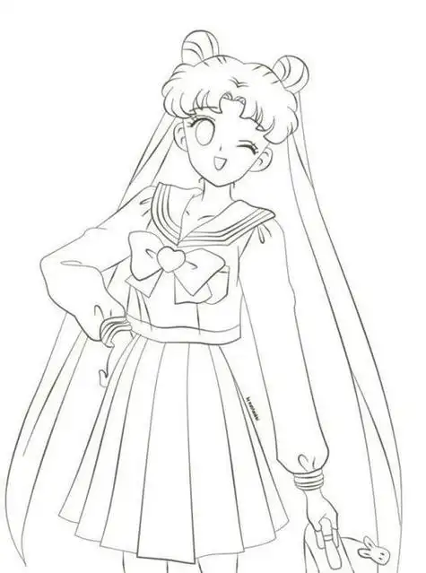 专辑 卡通人物简笔画 q版美少女战士简笔画 再给画好的美少女漫画简笔