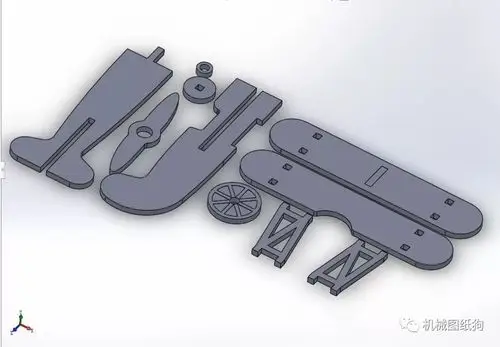 飞行模型mdf简易飞机模型激光切割图纸dxfstepsolidworks格式