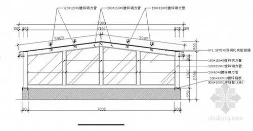 某车库玻璃雨棚结构设计图