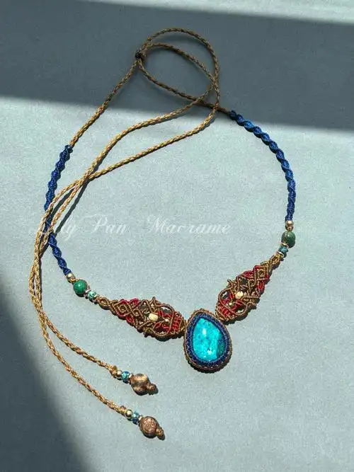 macrame手工编织  #波西米亚  #编绳  #凤凰石 #锁骨链 #南美風情