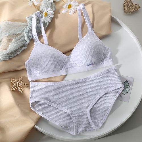 日系少女文胸初高中学生薄款纯棉钢圈小胸聚拢文胸套装