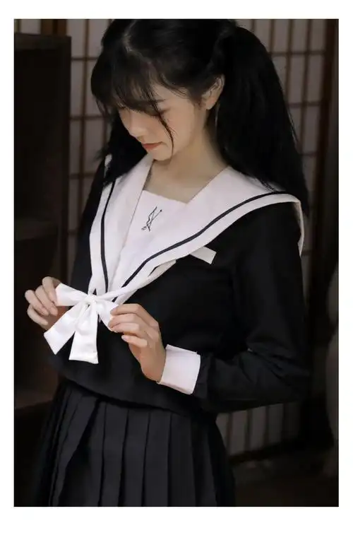 jk制服夏季套装大码日学院风暗黑系水手服长裙百褶裙秋款 短袖上衣