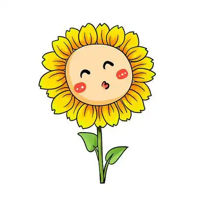 仰头亲亲的可爱向日葵 psd