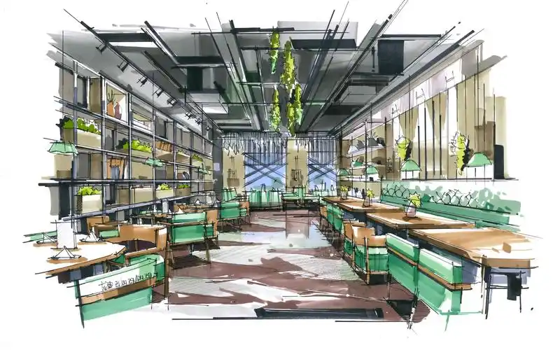 【马克笔手绘】餐饮空间效果图上色(久违了~)