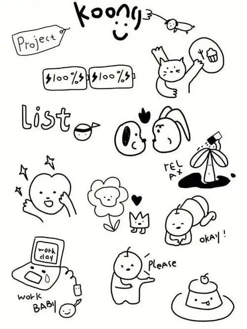 100个可爱手帐小图案简笔画(一些可可爱爱的黑白简笔画素材)(10)