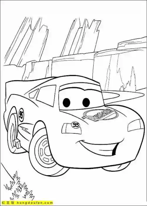 13张闪电麦昆板牙麦霸赛车卡通涂色图片-红豆饭小学生简笔画大全