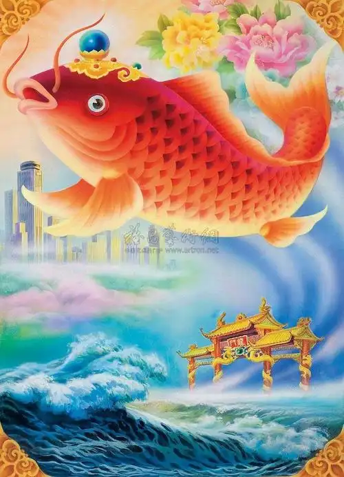 1295跳龙门纸本水彩水粉